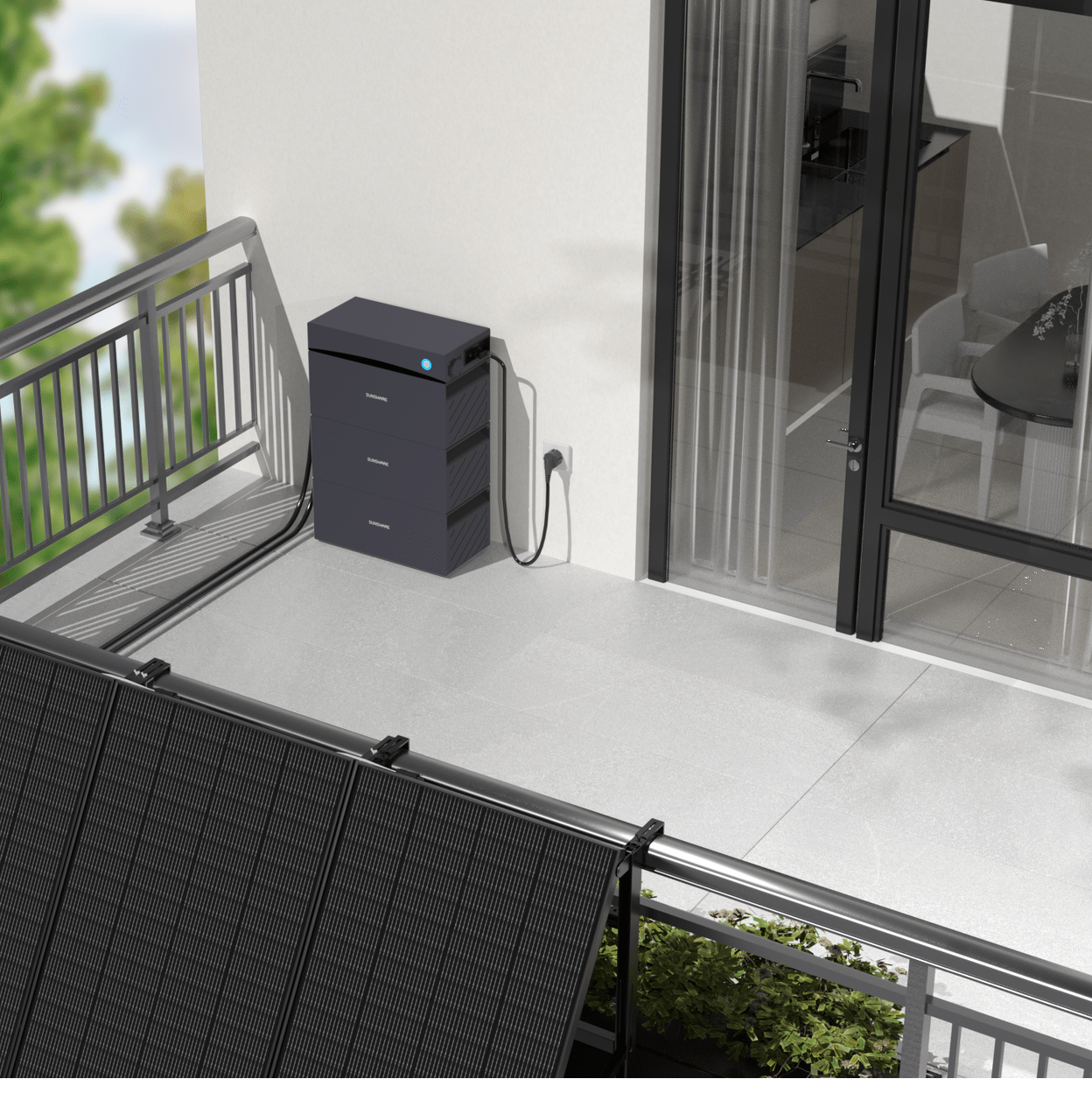Sunshare Glory Semi-Solid Balcony Power Plant with 1.52 kWh Storage – Efficient Solar System with Dual MPPT & Expandable Energy Storage