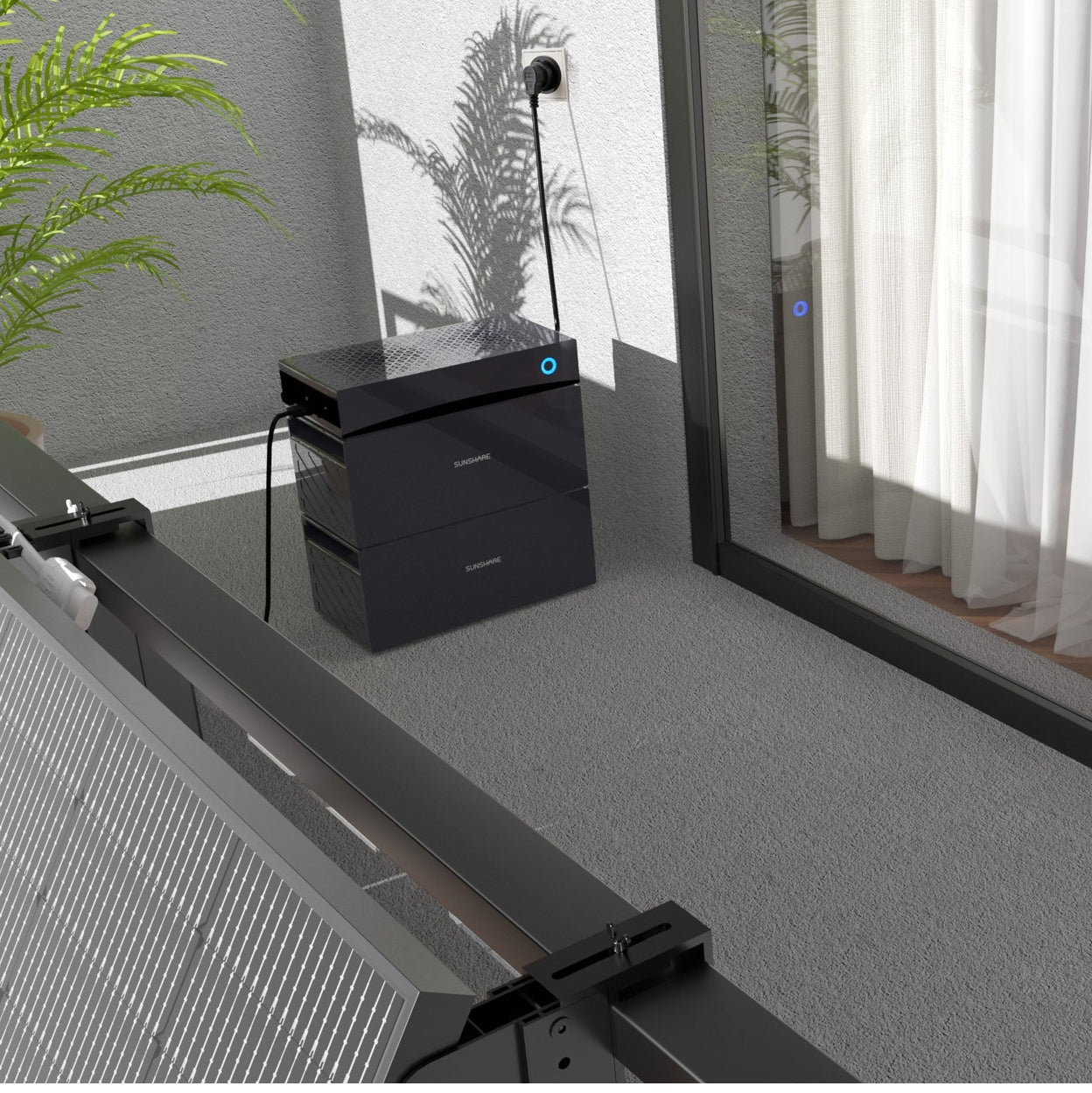 Sunshare Glory Semi-Solid Balcony Power Plant with 1.52 kWh Storage – Efficient Solar System with Dual MPPT & Expandable Energy Storage